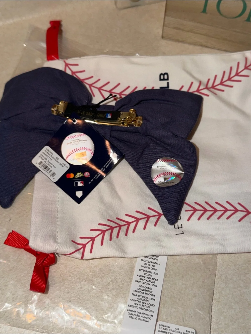 Lele Sadoughi MLB Texas Rangers Bow Barrette